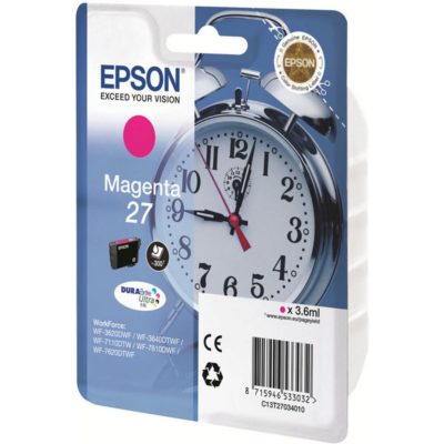 Epson Clock 27 DURABrite Ultra Ink, Ink Cartridge, Magenta Single Pack, C13T27034010 Epson Clock 27 DURABrite Ultra Ink, Ink Cartridge, Magenta Single Pack, C13T27034010